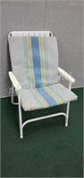 Metal frame web lawn chair with cushion