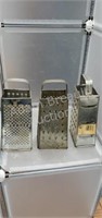 3 vintage metal shredders / cheese graters