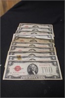 Lot of $2 Bank Notes