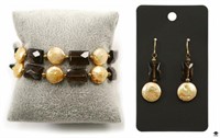 Pearl Beaded Earrings & Bracelet
