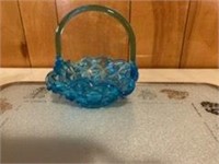 Blue Glass Basket 7" tall