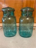 Pair of Blue Ball Bicentennial Jars