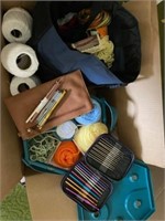 Box Lot of Yarn & Crochet Supplies