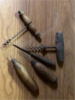 Vintage Wooden Cork Screws Awls