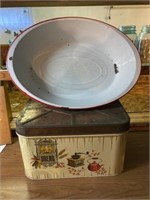Bread Box and Enamel Pan Oval