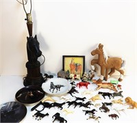 Large lot Containing Toy Horses, Figures, and more