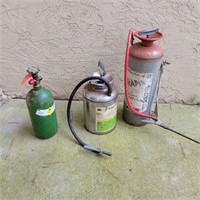 Metal sprayers and oxygen tank