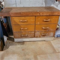 Wood workbench with drawers