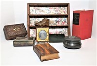 Selection of Lidded Boxes, Wood Tray &