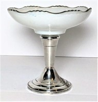 Frank M. Whiting Sterling & Milk Glass Compote