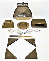 Selection of Brass Desk Top Items & More