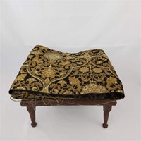 Carved Foot Stool w Upholstery Material