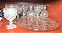 Pressed Glass Goblets & Tray