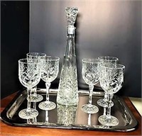 Heavy Glass Decanter Set on Tray