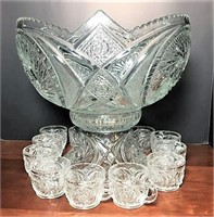 Pressed Glass Buch Bowl on Stand