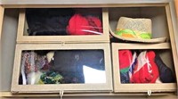 Selection of Scarves, Hats in Organizer Boxes