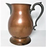 Solid Copper Pitcher with Pewter Spout and
