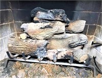 Metal Fire Log With Ceramic Logs