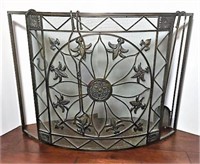 Metal Arched Fireplace Screen with Tools