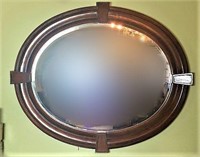 Oval Wood Framed Beveled Mirror