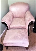 Vintage Easy Chair with Flared Arms & Ottoman