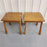 Two Solid Oak Side Tables