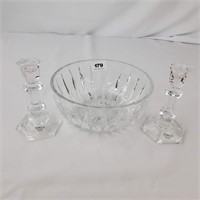 Towle Crystal Candle Holders & Crystal Bowl