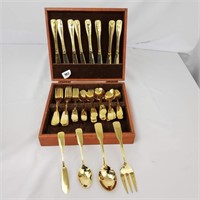 Gold Tone Stainless Flatware 52 pcs