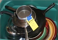 Tote of pots and pans