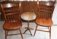 wood chairs and stand
