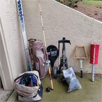Various sports items (golf, fish, ski)