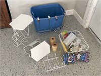 Blue Bin of Various Kitchenware Items