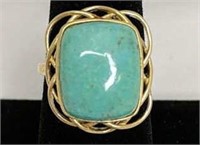 14k Gold and Turquoise Ring size 8