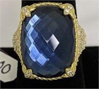 Judith Ripka Sterling CZ Blue Stone Ring size 9
