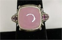 Judith Ripka Sterling Silver Pink Ring size 8
