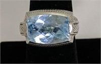 Judith Ripka Sterling Silver Blue Ring size 8