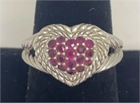 Judith Ripka 925 Silver and Red stone ring size 9