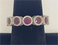 Judith Ripka 925 Silver and Red Stone ring 8