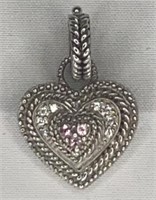 Judith Ripka 925 Silver & Pink Stone Pendant