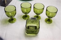 Green Glass Goblets