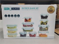 New 24 piece glass storage container set with