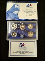 2007 US Mint Proof Set coins in original box with