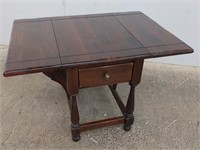 Ethan Allen drop leaf lamp  table with drawer