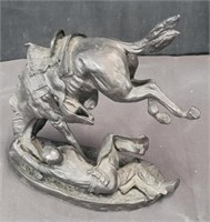 Composite cowboy and horse sculpture, 8"×9"