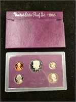 1985 US Mint Proof Set coins in original box