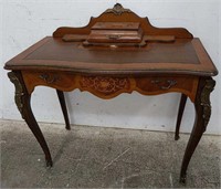 French-style writing table with floral marquetry