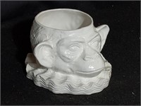 Glazed ceramic monkey-face planter, made in Italy