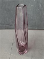 Amethyst-colored glass vase 10"h. × 2"