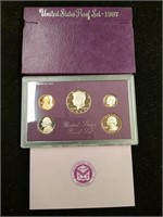 1987 US Mint Proof Set coins in original box with