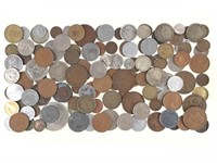 Large Group of 125 Mixed Foreign Coins w/Churchill